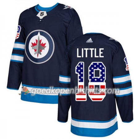 Winnipeg Jets Bryan Little 18 Adidas 2017-2018 Navy Blauw USA Flag Fashion Authentic Shirt - Mannen